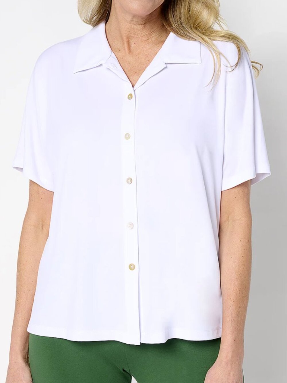 Susan Graver Every Day Liquid Knit Dolman Sleeve Camp Shirt  16557